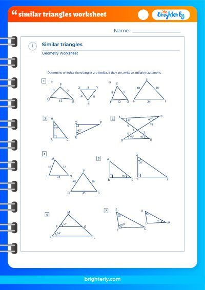 Similar Triangles Worksheets PDF