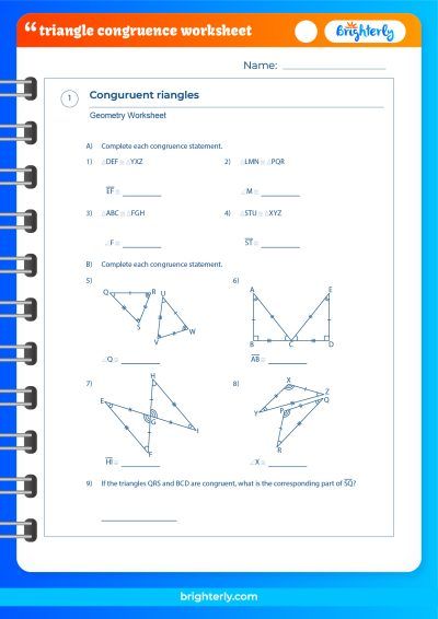 Geometry Worksheet Congruent Triangles Answer