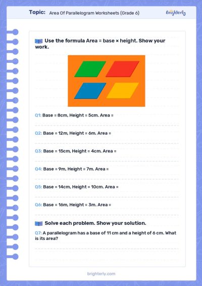 Parallelogram Worksheets