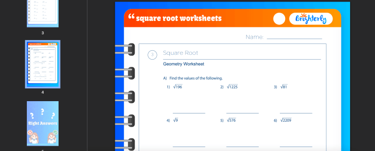 FREE Printable Square Root Worksheets [PDFs] Brighterly.com