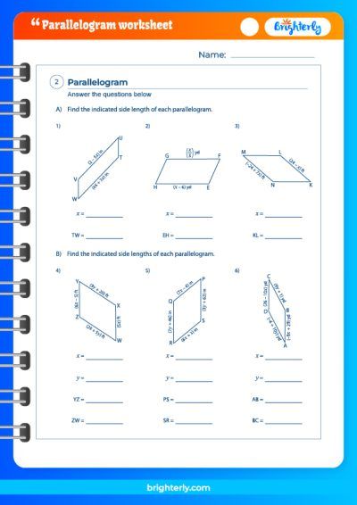 Parallelogram Worksheet Geometry