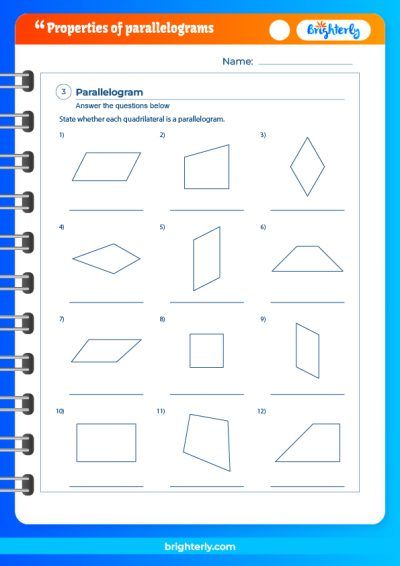 High School Properties Of Parallelograms Worksheet Answers