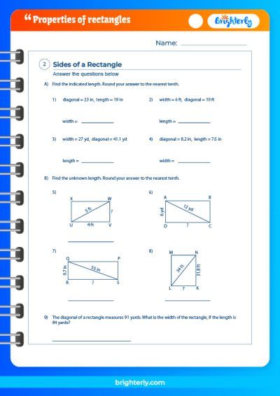 Properties Of Rectangles Rhombuses And Squares Worksheet