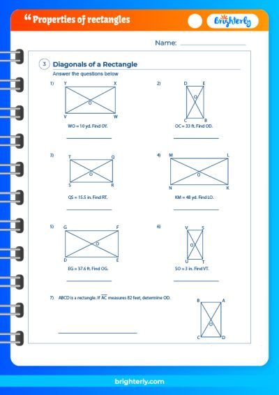 Properties Of Rhombuses Rectangles And Squares Worksheet
