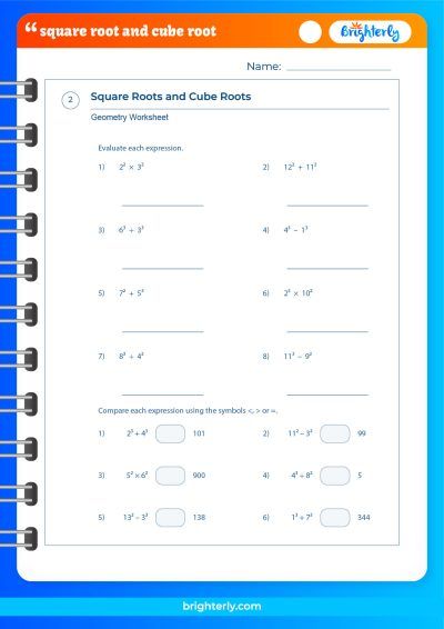 Square And Cube Roots Worksheet PDF