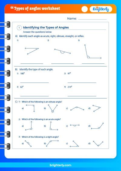 Identifying Types Of Angles Worksheet