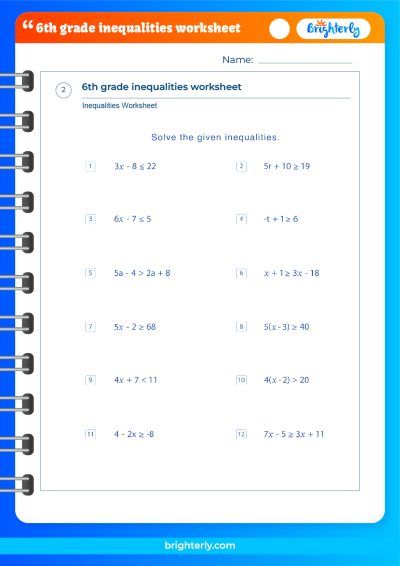 Inequalities Worksheets For 6Th Grade