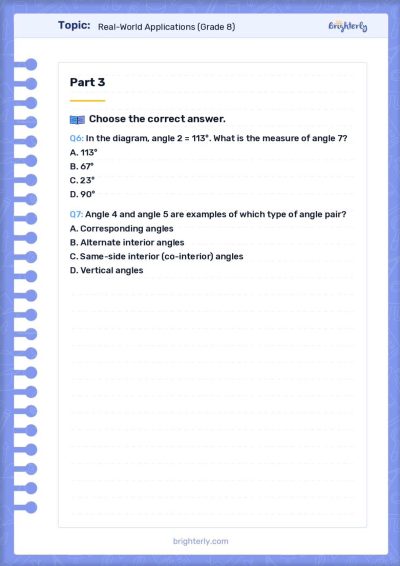 Parallel Lines and Transversals Worksheets