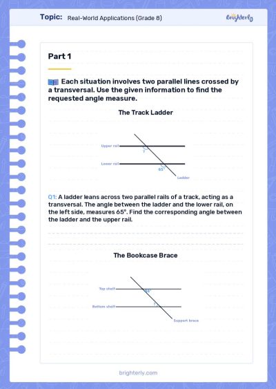 Parallel Lines and Transversals Worksheets