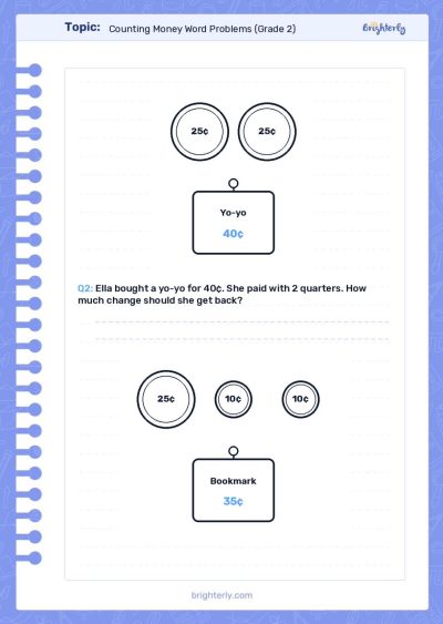 Counting Money Word Problems Worksheet 3
