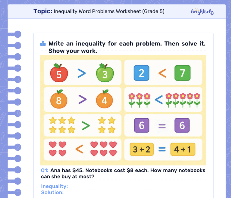 Inequality Word Problems Worksheet [Free Printable]