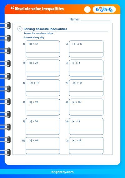 Absolute Value Inequalities Worksheet Algebra 2 Answers