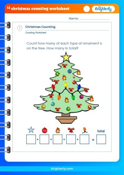 Christmas Counting Worksheets for Kindergarten