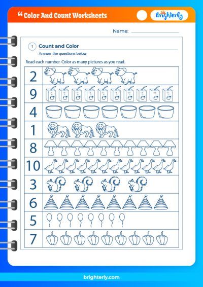 Count and Color Worksheets for Preschool