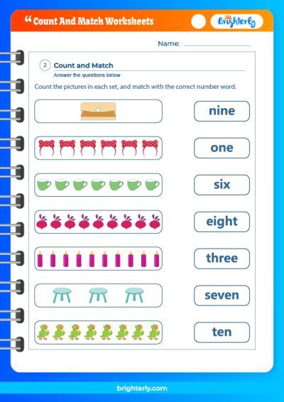 Count and Match The Numbers Worksheets