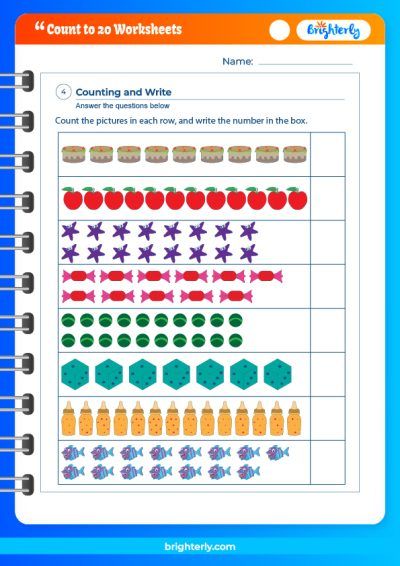 Counting Worksheets for Kindergarten 1 20