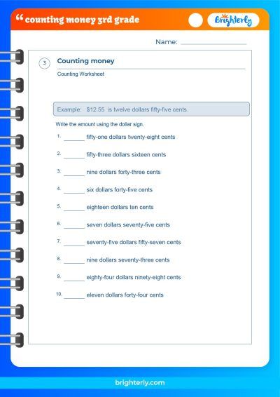 Counting Money Worksheets 3rd Grade PDF