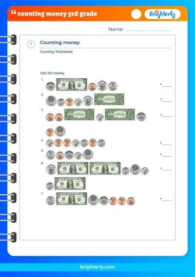 Counting Money Worksheet 3rd Grade