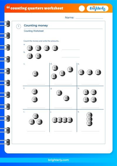 Counting Quarters Worksheets Free