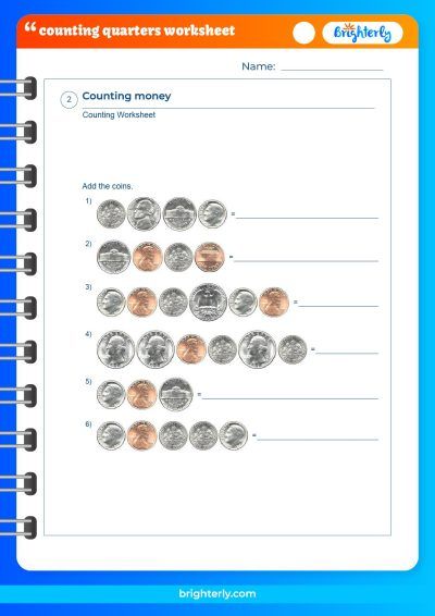 Math Worksheet Counting Quarters
