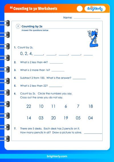 Counting Numbers 1-30 Worksheets for Kindergarten