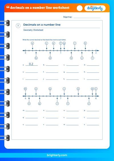 Placing Decimals On A Number Line Worksheets