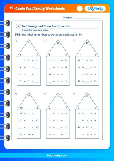 1st Grade Math Fact Fluency Worksheets