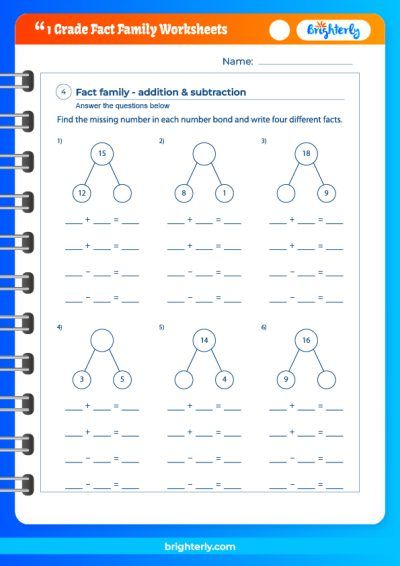 Math Fact Worksheets 1st Grade