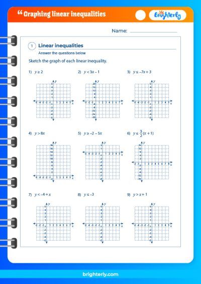 Graphing Linear Inequalities Worksheet Answers Key