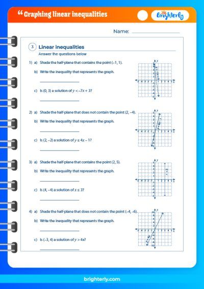 Graphing Linear Inequalities In Two Variables Worksheet Answer Key