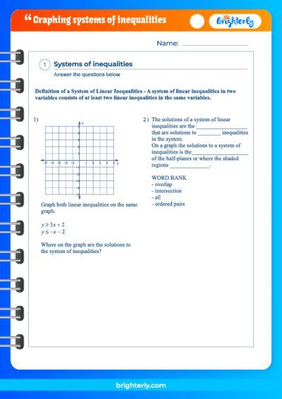 Graphing System Of Inequalities Worksheet