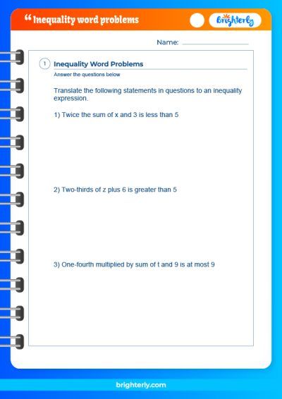 Inequalities Problems Worksheets