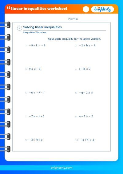 More With Linear Inequalities Worksheet