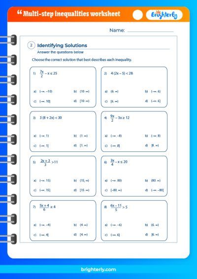 Solving Multi Step Inequalities Worksheet With Answers