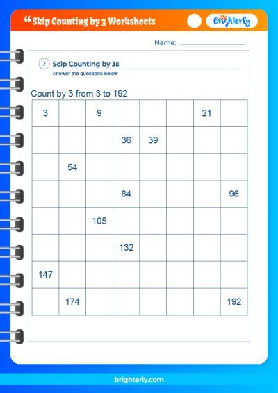 Counting by 3s Worksheet