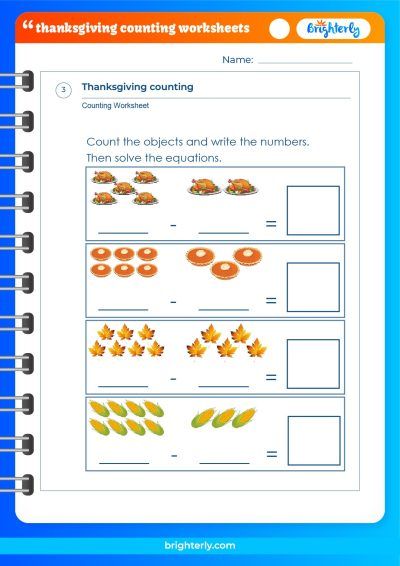 Turkey Counting Worksheets