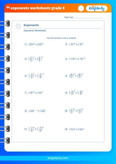 Exponents 8th Grade Worksheets