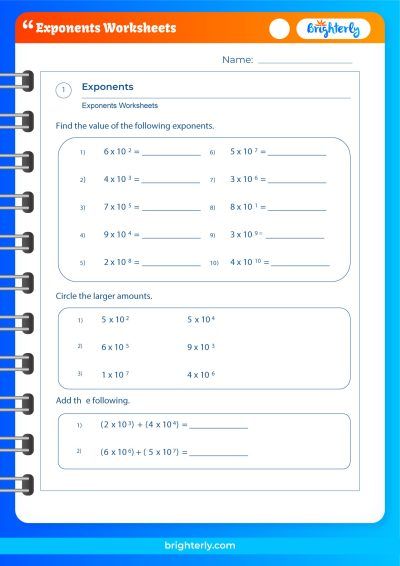 Exponents Worksheet