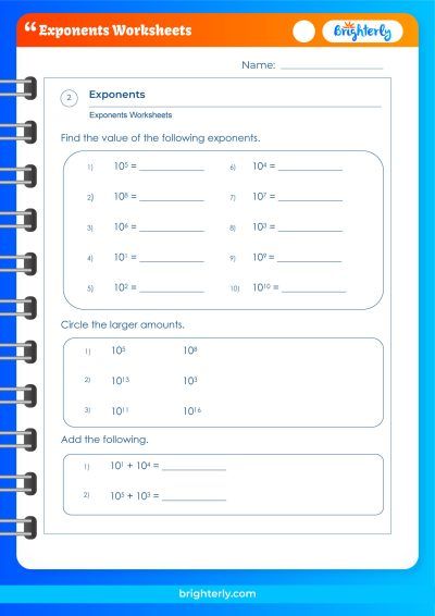 Exponent Review Worksheets