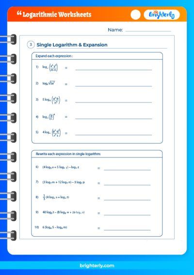 Logarithms Practice Worksheet