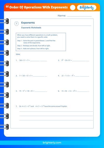 Order of Operations Worksheet No Exponents