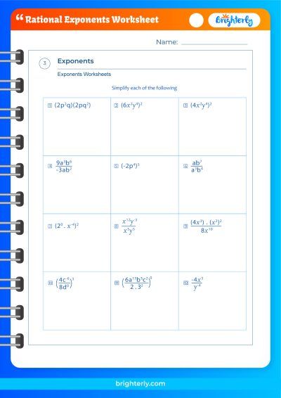 Rational Exponents Worksheets Answer Key