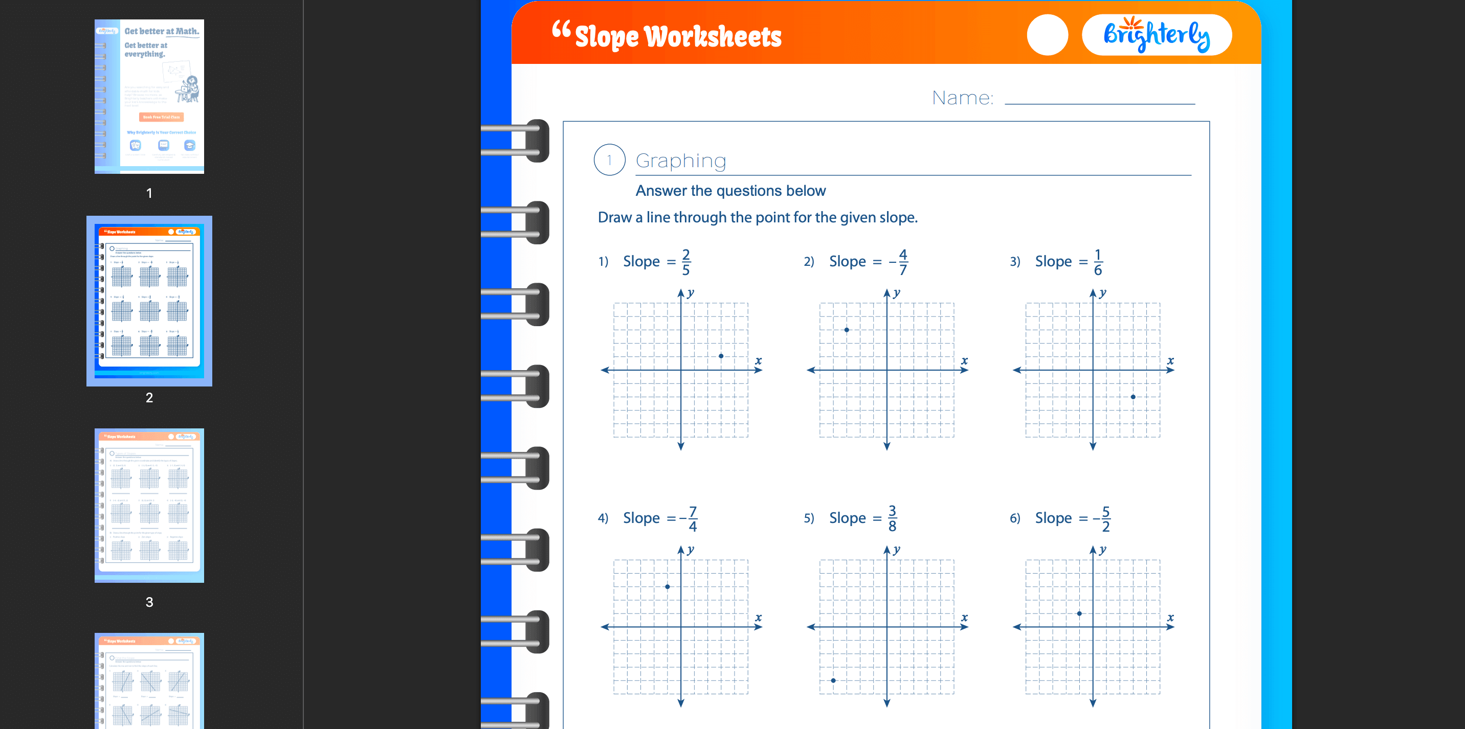 Slope worksheet: Examples