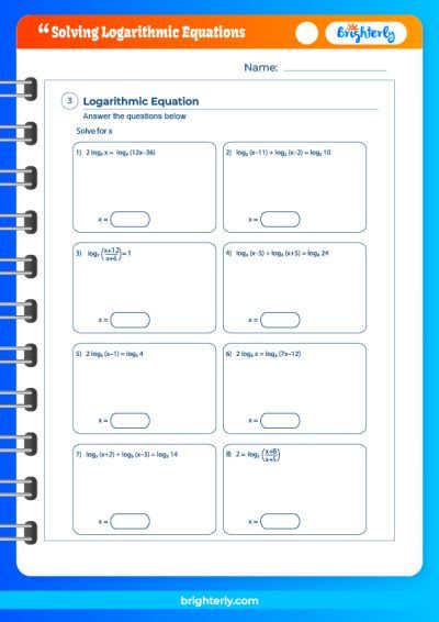 Solving Logarithmic Equations Worksheet Answers