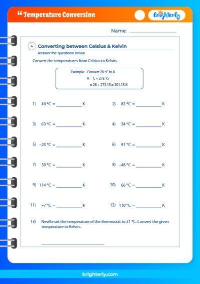 Temperature Conversion Worksheet with Answers