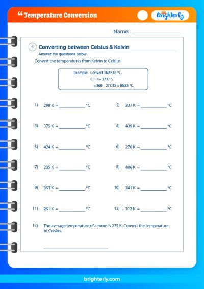 Temperature Conversion Worksheet with Answers PDF