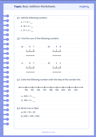 Basic Addition Worksheets 1