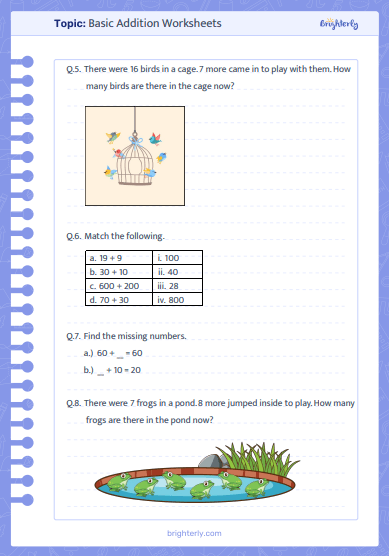 Basic Addition Worksheets 2