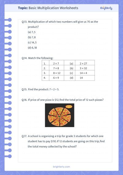 Basic Multiplication Worksheets PDF