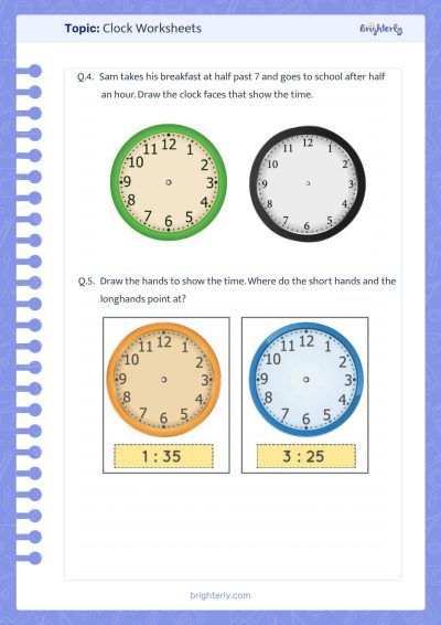 Digital Clock Worksheets